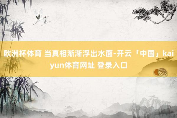 欧洲杯体育 当真相渐渐浮出水面-开云「中国」kaiyun体育网址 登录入口